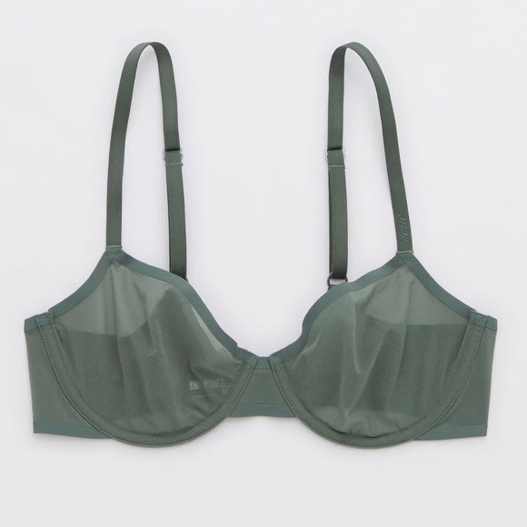 NWT Aerie SMOOTHEZ Mesh Unlined Bra In Army Green - Picture 1 of 2